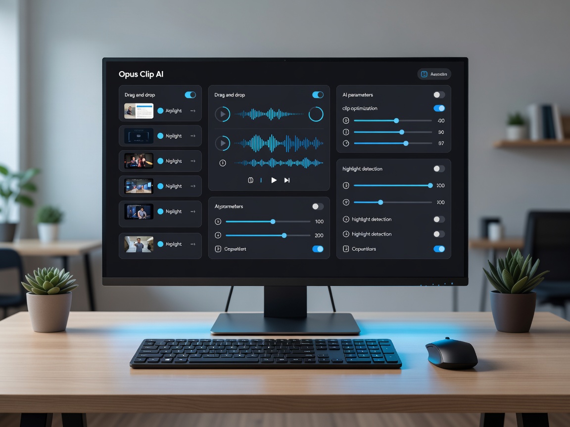 Opus Clip AI short-form video repurposing tool interface showcase